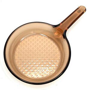 Vintage Corning Visions 7 Inch 6A Waffle Bottom Frying Pan Skillet Amber USA